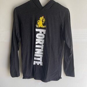 Size large Fortnite long sleeve hooded T-shirt.